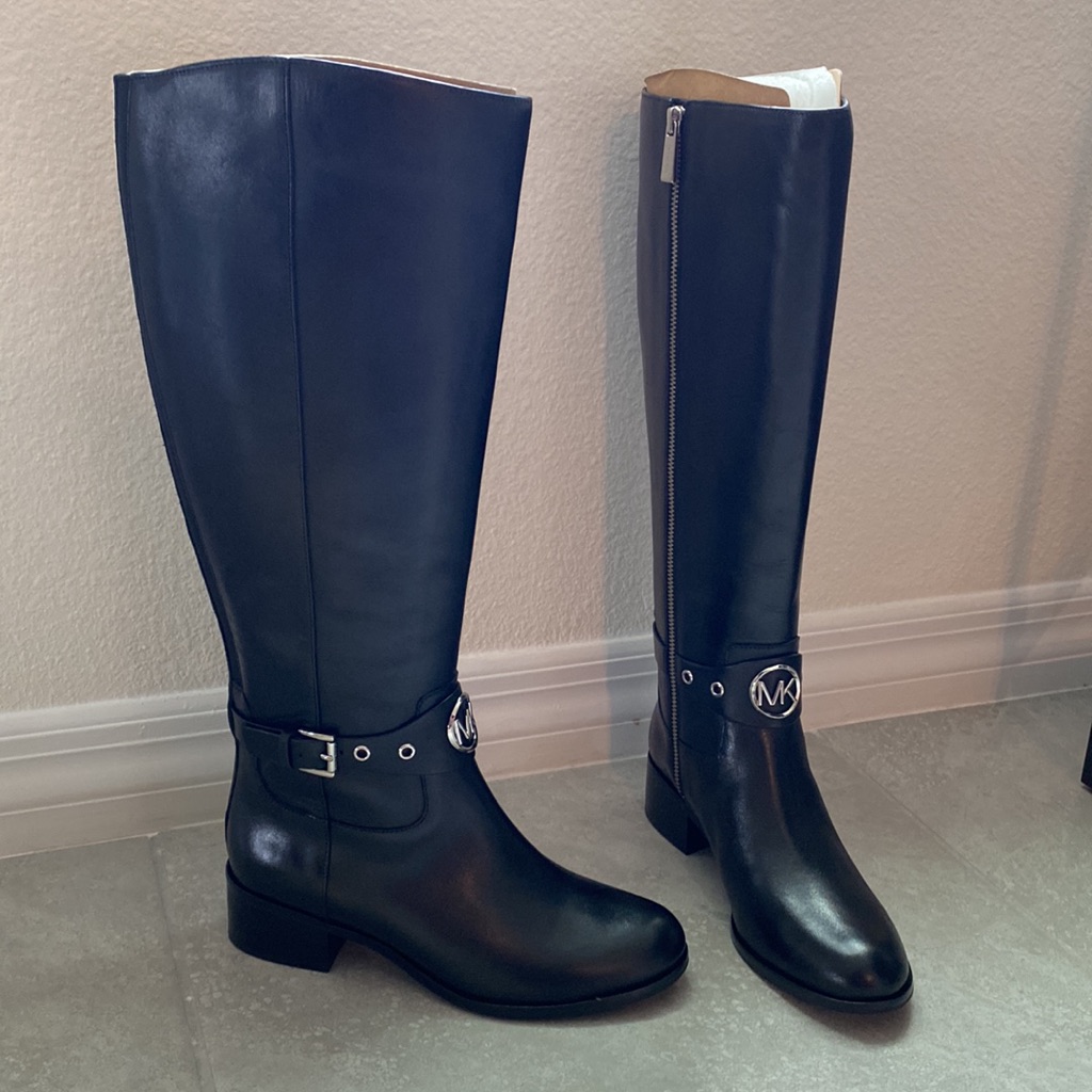 Michael Kors Black Leather Boots Size 6 Brand New